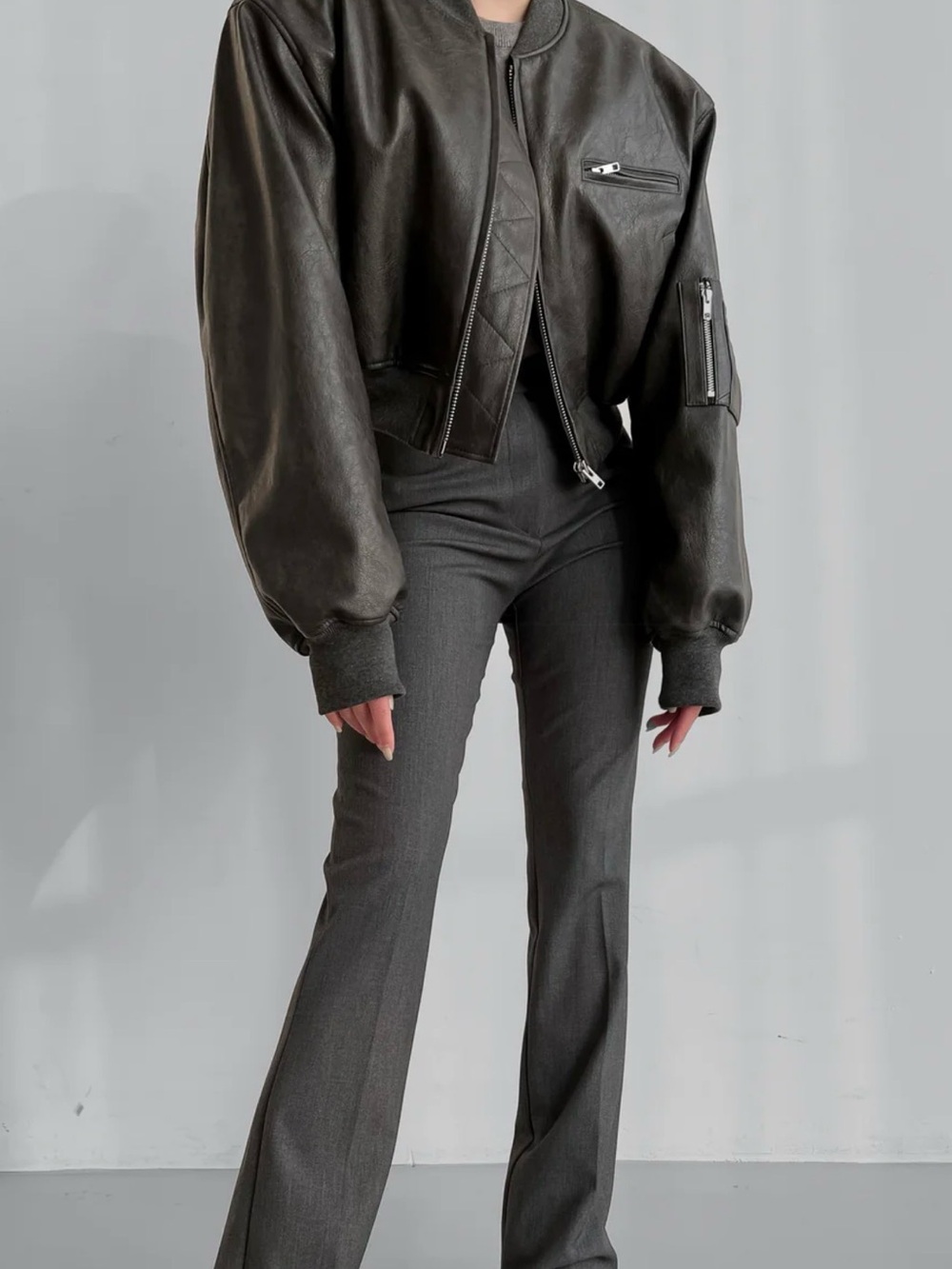 The Frankie Shop Black Cropped Bomber Jacket - Picture 3 of 9